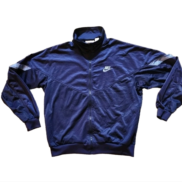 VTG Nike full zip track jacket Size L Color Navy with light blue accent - Picture 1 of 10